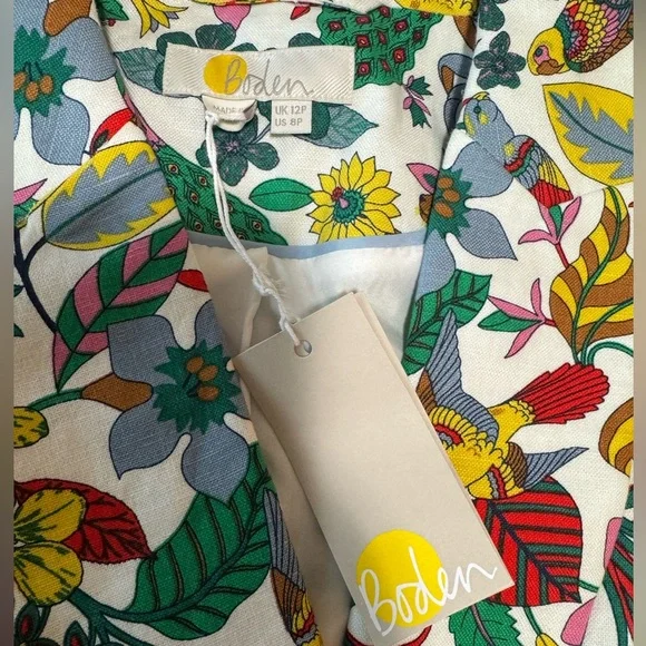 NWT Boden Thea Tailored Linen Blazer Multi, Exotic Paradise, 8P - Picture 6 of 16